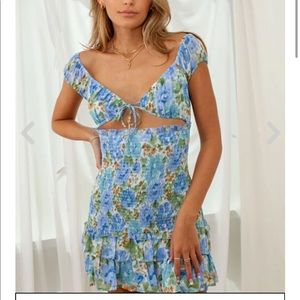 Isabelles Cabinet Sweetheart Blue Cutout Mini Dress